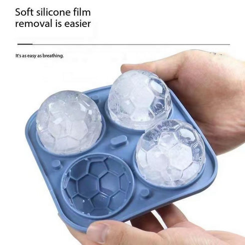 Basketball Rugby Reusable 4 Ice Cube Trays with Lid Molds